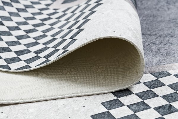 ANDRE 1863 covor lavabil Caro, geometric anti-alunecare - alb / negru