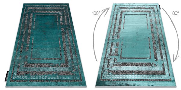 Covor DE LUXE modern 1516 Cadru vintage - structural verde / antracit