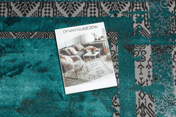 Covor DE LUXE modern 1516 Cadru vintage - structural verde / antracit