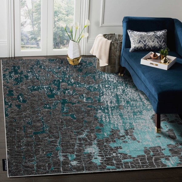 Covor DE LUXE modern 2079 vintage - structural verde / antracit