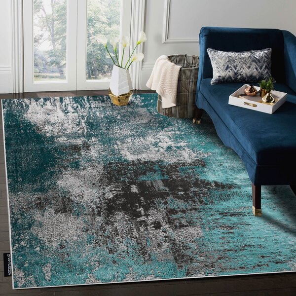 Covor DE LUXE modern 570 vintage - structural verde / antracit