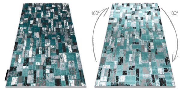 Covor DE LUXE modern 6768 Geometric - structural verde / antracit