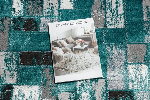 Covor DE LUXE modern 6768 Geometric - structural verde / antracit