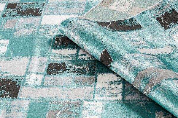 Covor DE LUXE modern 6768 Geometric - structural verde / antracit