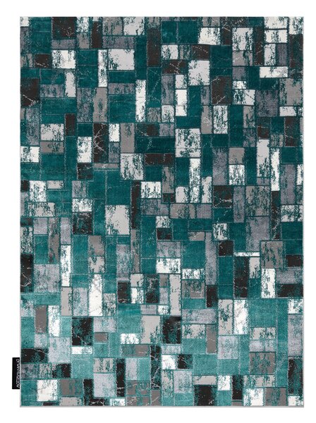 Covor DE LUXE modern 6768 Geometric - structural verde / antracit