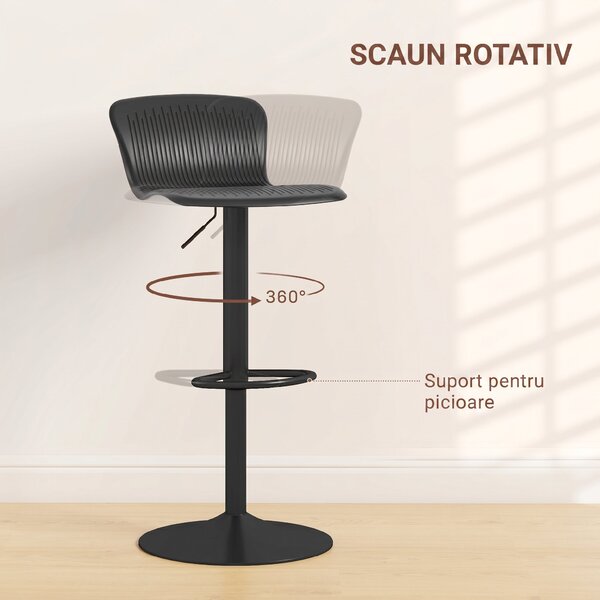 HOMCOM Set 2 Scaune de Bar cu Spătar Ergonomic, 38,5x40x76,5-97,5 cm, Alb | Aosom Romania