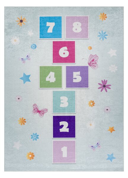 BAMBINO 1075 covor lavabil Grădină hopscotch, numere pentru copii anti-alunecare - verde