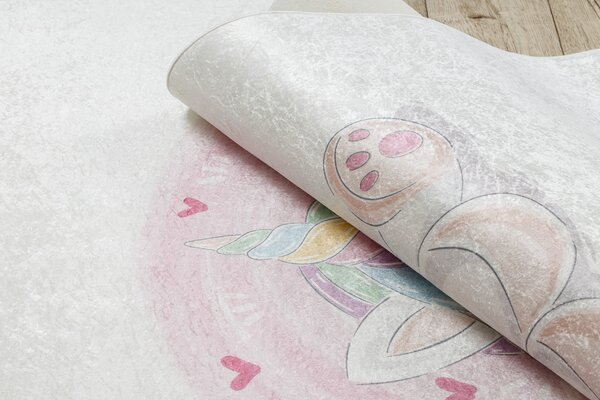 BAMBINO 1128 covor lavabil Inorog pentru copii anti-alunecare - cremă