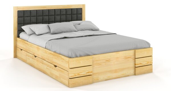 Pat lemn masiv Tapițat TerraCraft cu sertar Personalizabil Model 1 - 120x200, Fara