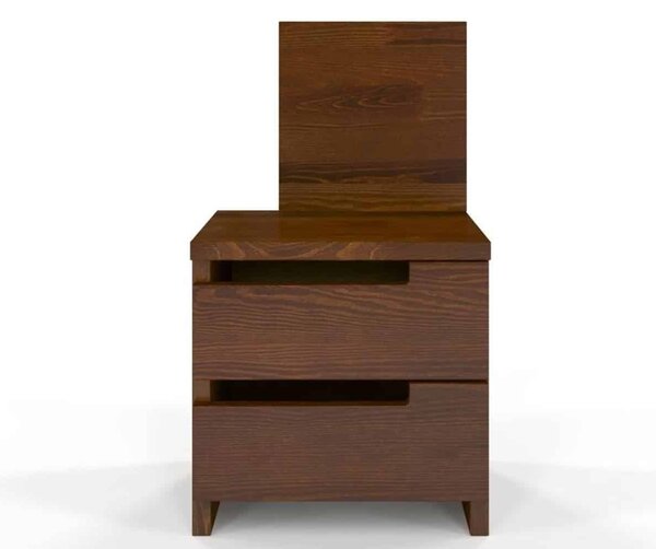 Noptieră lemn masiv TerraCraft 2 Sertare Pin, 40 × 35 × 66 cm - Wenge