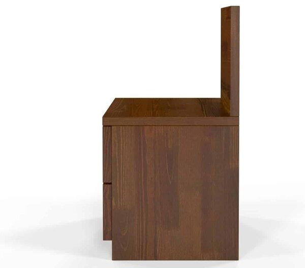 Noptieră lemn masiv TerraCraft 2 Sertare Pin, 40 × 35 × 66 cm - Wenge