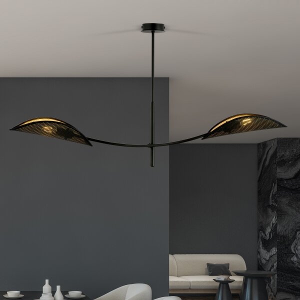 Lustră pe tijă LOTUS 2xE14/10W/230V negru/auriu