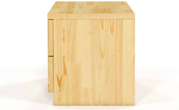 Noptieră lemn masiv TerraCraft 2 Sertare Pin, 40 × 35 × 38 cm - Alb Pur