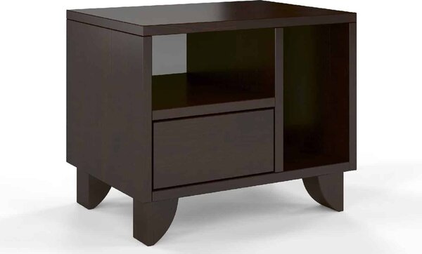 Noptieră lemn masiv TerraCraft 1 Sertar 2 Rafturi Pin, 45 × 35 × 39 cm - Alb Pur