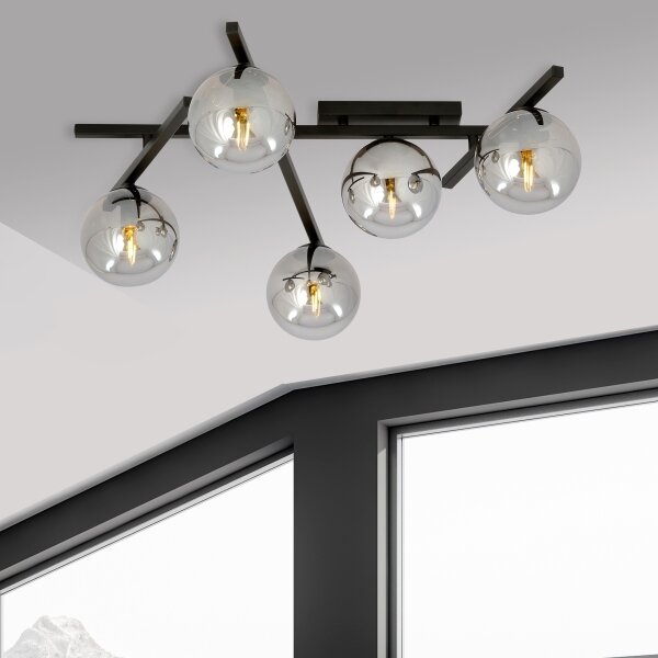 Plafonieră SMART 5xE14/10W/230V negru/gri