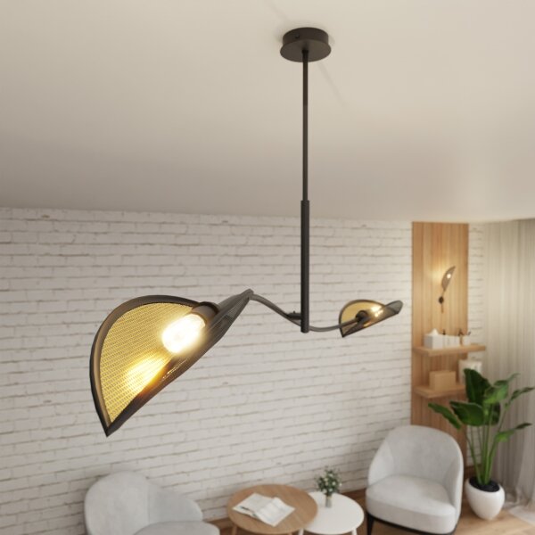 Lustră pe tijă LOTUS 2xE14/10W/230V negru/auriu