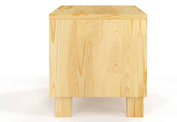 Noptieră lemn masiv TerraCraft 1 Sertar 2 Rafturi Pin, 45 × 35 × 39 cm - Alb Pur