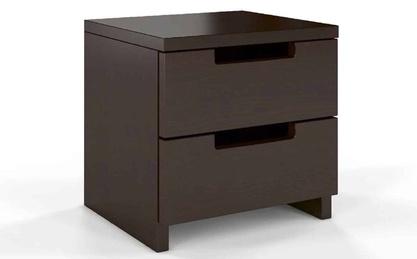 Noptieră lemn masiv TerraCraft 2 Sertare Pin, 40 × 35 × 38 cm - Alb Pur