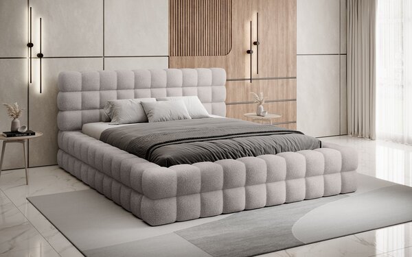Pat lemn masiv Tapitat Tetrix Personalizabil 140/160/180x200cm - 140x200, Touch 24