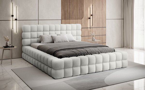 Pat lemn masiv Tapitat Tetrix Personalizabil 140/160/180x200cm - 140x200, Touch 24