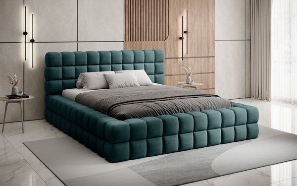 Pat lemn masiv Tapitat Tetrix Personalizabil 140/160/180x200cm - 140x200, Touch 24