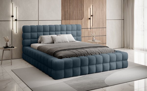 Pat lemn masiv Tapitat Tetrix Personalizabil 140/160/180x200cm - 140x200, Touch 24