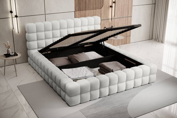 Pat lemn masiv Tapitat Tetrix Personalizabil 140/160/180x200cm - 140x200, Touch 24
