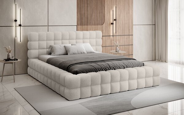 Pat lemn masiv Tapitat Tetrix Personalizabil 140/160/180x200cm - 140x200, Touch 24