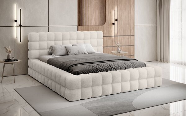 Pat lemn masiv Tapitat Tetrix Personalizabil 140/160/180x200cm - 140x200, Touch 24