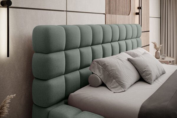 Pat lemn masiv Tapitat Tetrix Personalizabil 140/160/180x200cm - 140x200, Touch 100