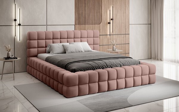 Pat lemn masiv Tapitat Tetrix Personalizabil 140/160/180x200cm - 140x200, Touch 24