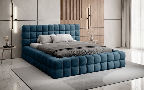 Pat lemn masiv Tapitat Tetrix Personalizabil 140/160/180x200cm - 140x200, Touch 24