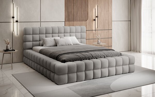 Pat lemn masiv Tapitat Tetrix Personalizabil 140/160/180x200cm - 140x200, Touch 24