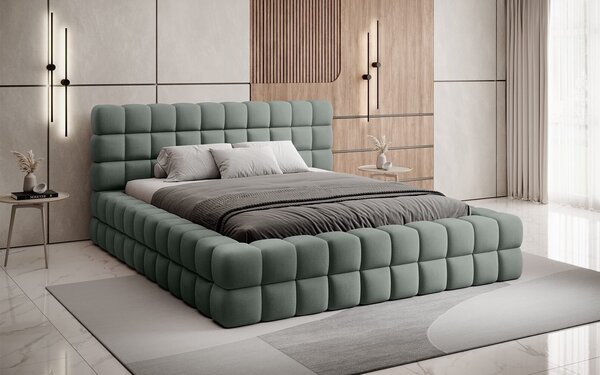 Pat lemn masiv Tapitat Tetrix Personalizabil 140/160/180x200cm - 140x200, Touch 24