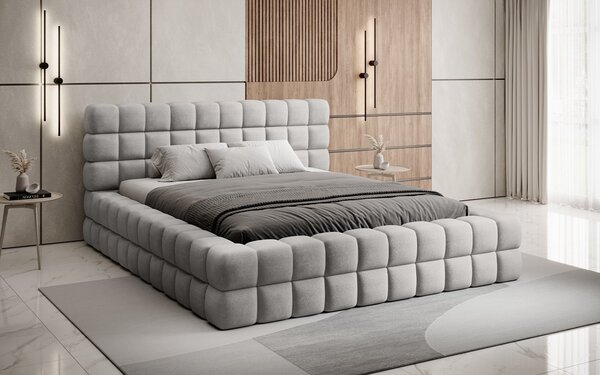 Pat lemn masiv Tapitat Tetrix Personalizabil 140/160/180x200cm - 140x200, Touch 24
