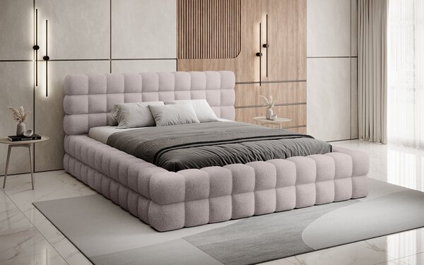 Pat lemn masiv Tapitat Tetrix Personalizabil 140/160/180x200cm - 140x200, Touch 24
