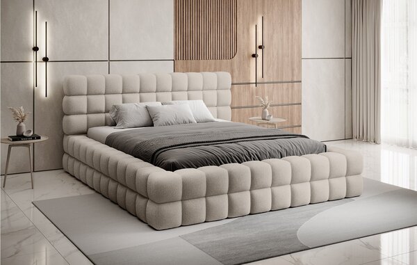 Pat lemn masiv Tapitat Tetrix Personalizabil 140/160/180x200cm - 140x200, Touch 24