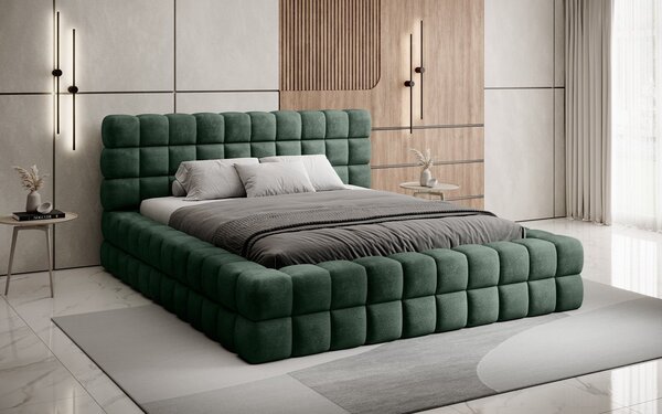 Pat lemn masiv Tapitat Tetrix Personalizabil 140/160/180x200cm - 140x200, Touch 24