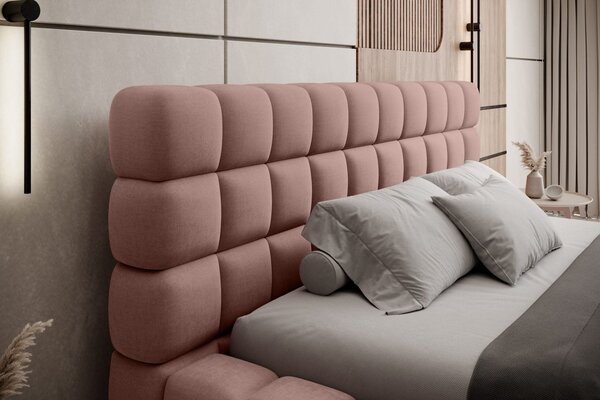 Pat lemn masiv Tapitat Tetrix Personalizabil 140/160/180x200cm - 140x200, Touch 24