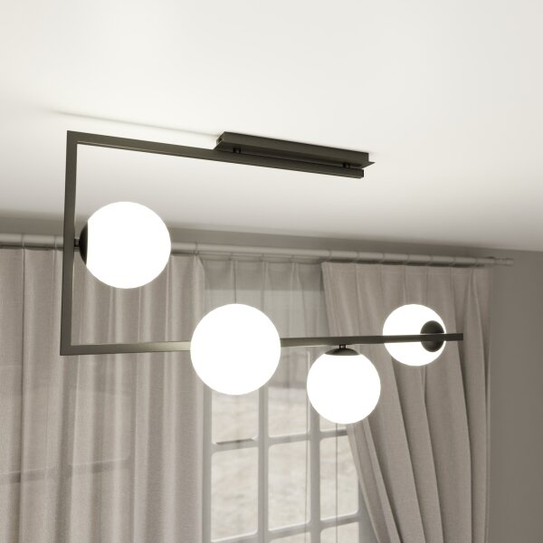 Lustră pe tijă SOMA 4xE14/10W/230V negru/alb
