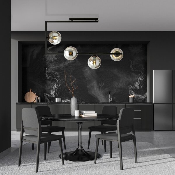 Lustră pe tijă SOMA 4xE14/10W/230V negru/gri