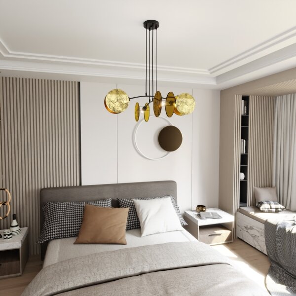 Lustră pe cablu MOTIF 4xE27/15W/230V auriu