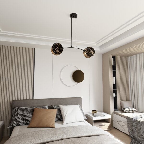 Lustră pe cablu MOTIF 2xE27/15W/230V negru/auriu