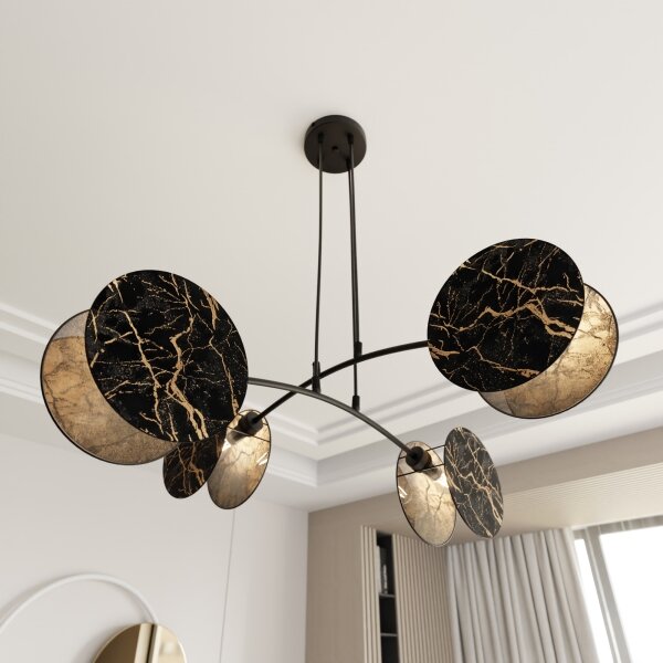 Lustră pe cablu MOTIF 4xE27/15W/230V negru/auriu