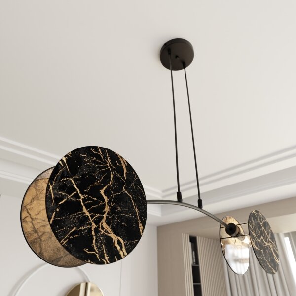 Lustră pe cablu MOTIF 2xE27/15W/230V negru/auriu