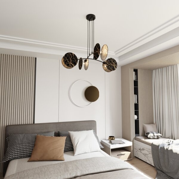 Lustră pe cablu MOTIF 4xE27/15W/230V negru/auriu