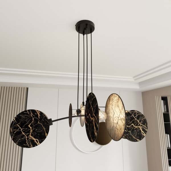 Lustră pe cablu MOTIF 4xE27/15W/230V negru/auriu
