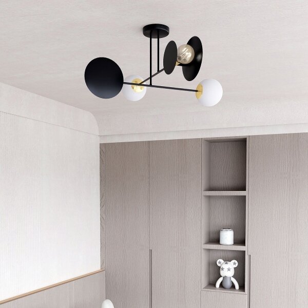 Lustră pe tijă MINERVA 2xE27/15W + 2xE14/10W/230V negru
