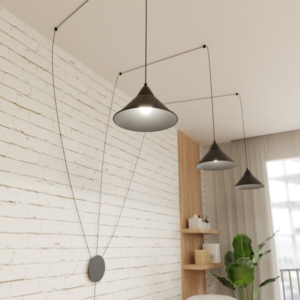 Lustră pe cablu ABRAMO 3xE27/15W/230V negru
