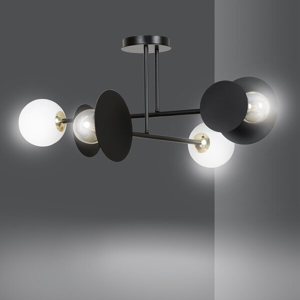 Lustră pe tijă MINERVA 2xE27/15W + 2xE14/10W/230V negru
